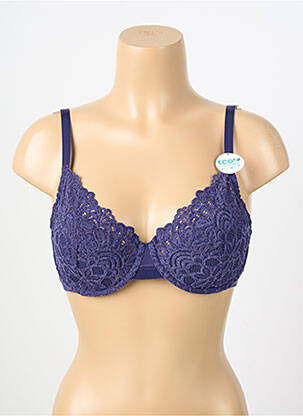 Soutien-gorge tissage dentelle haut soutien-gorge moulé bleu DORINA femme