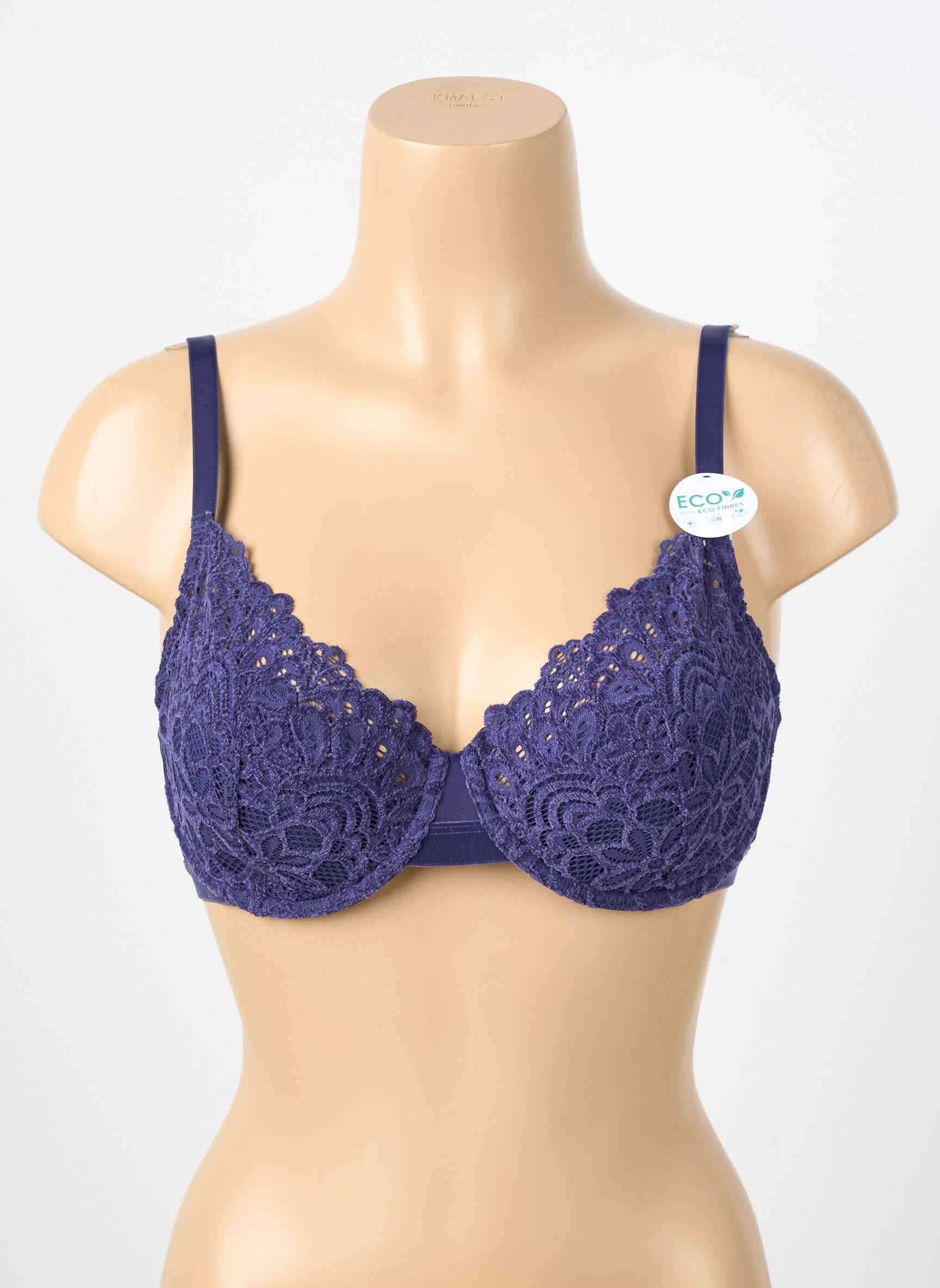 Soutien-gorge tissage dentelle haut soutien-gorge moulé bleu DORINA femme
