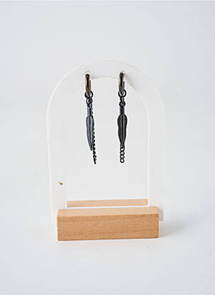 Boucles d’oreilles fermeture fermoir créole noir TATA GISELE femme