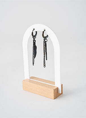 Boucles d’oreilles fermeture fermoir créole noir TATA GISELE femme
