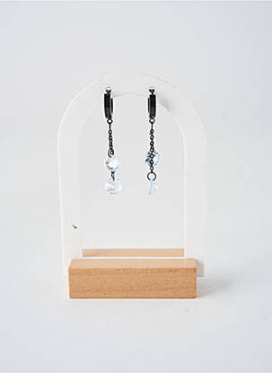 Boucles d’oreilles fermeture fermoir créole noir TATA GISELE femme