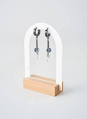 Boucles d’oreilles fermeture fermoir créole noir TATA GISELE femme