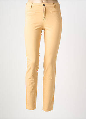 Pantalon slim tissage popeline taille normale beige COUTURIST femme
