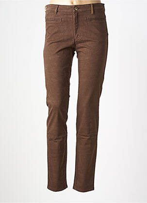 Pantalon slim tissage popeline taille normale marron COUTURIST femme