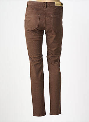 Pantalon slim tissage popeline taille normale marron COUTURIST femme