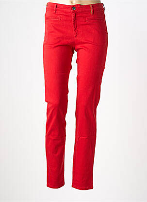 Pantalon slim tissage popeline taille normale rouge COUTURIST femme
