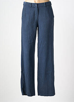 Pantalon droit tissage popeline taille haute bleu COUTURIST femme