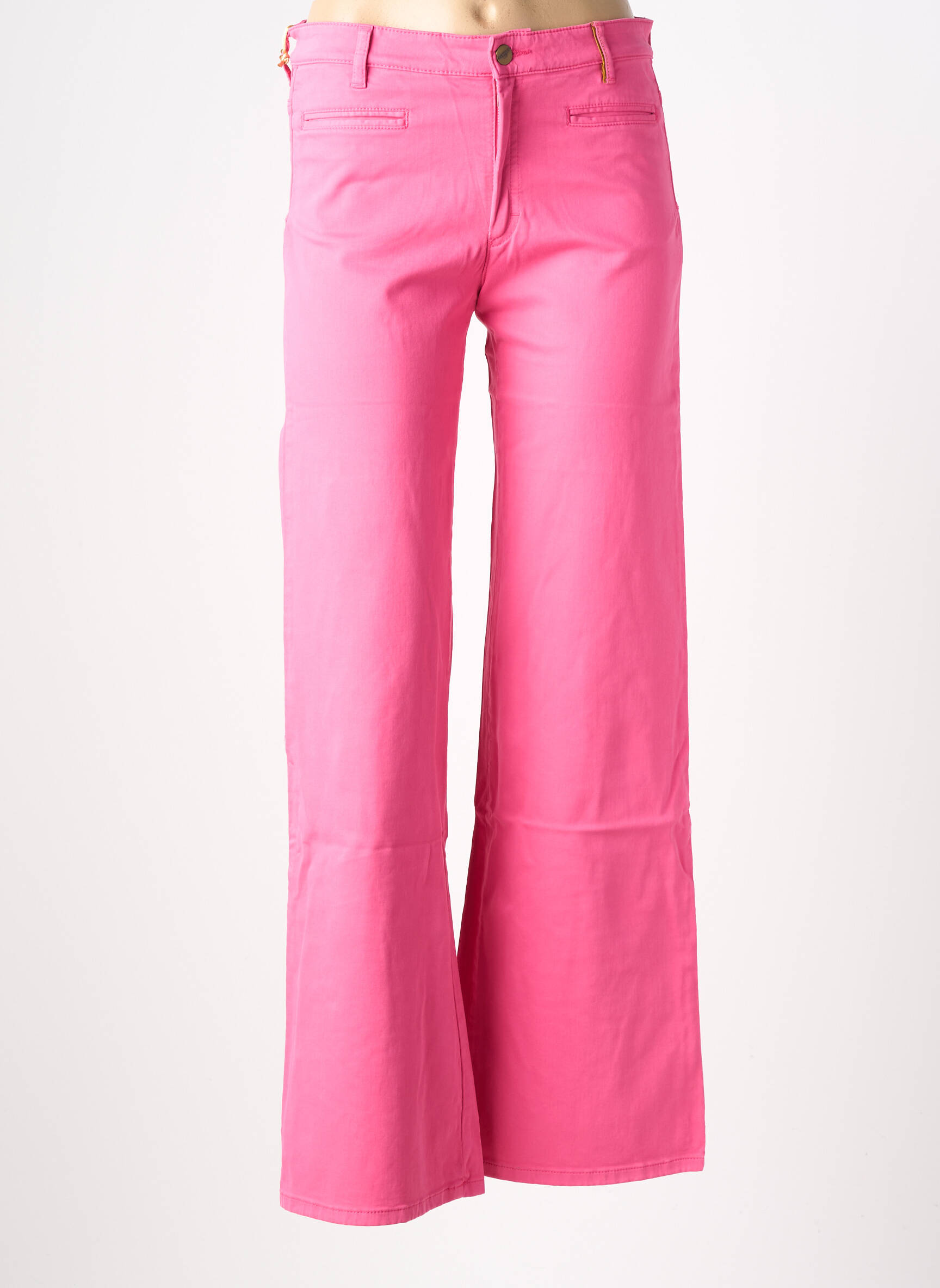 Pantalon flare stretch taille haute rose COUTURIST femme