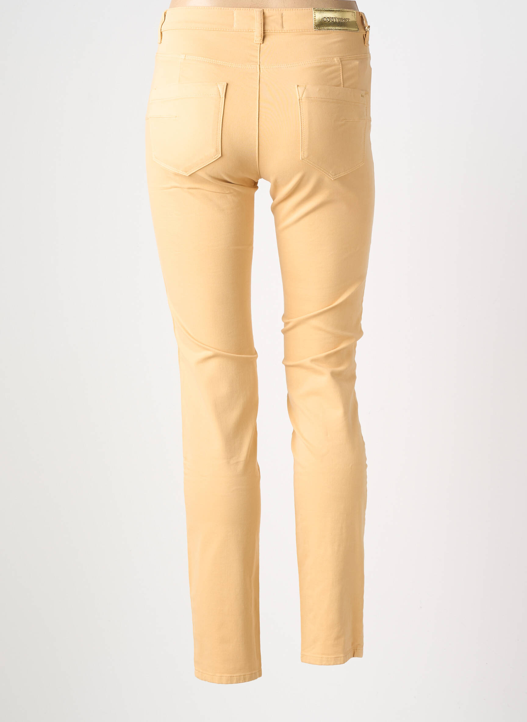 Pantalon slim tissage popeline taille normale beige COUTURIST femme