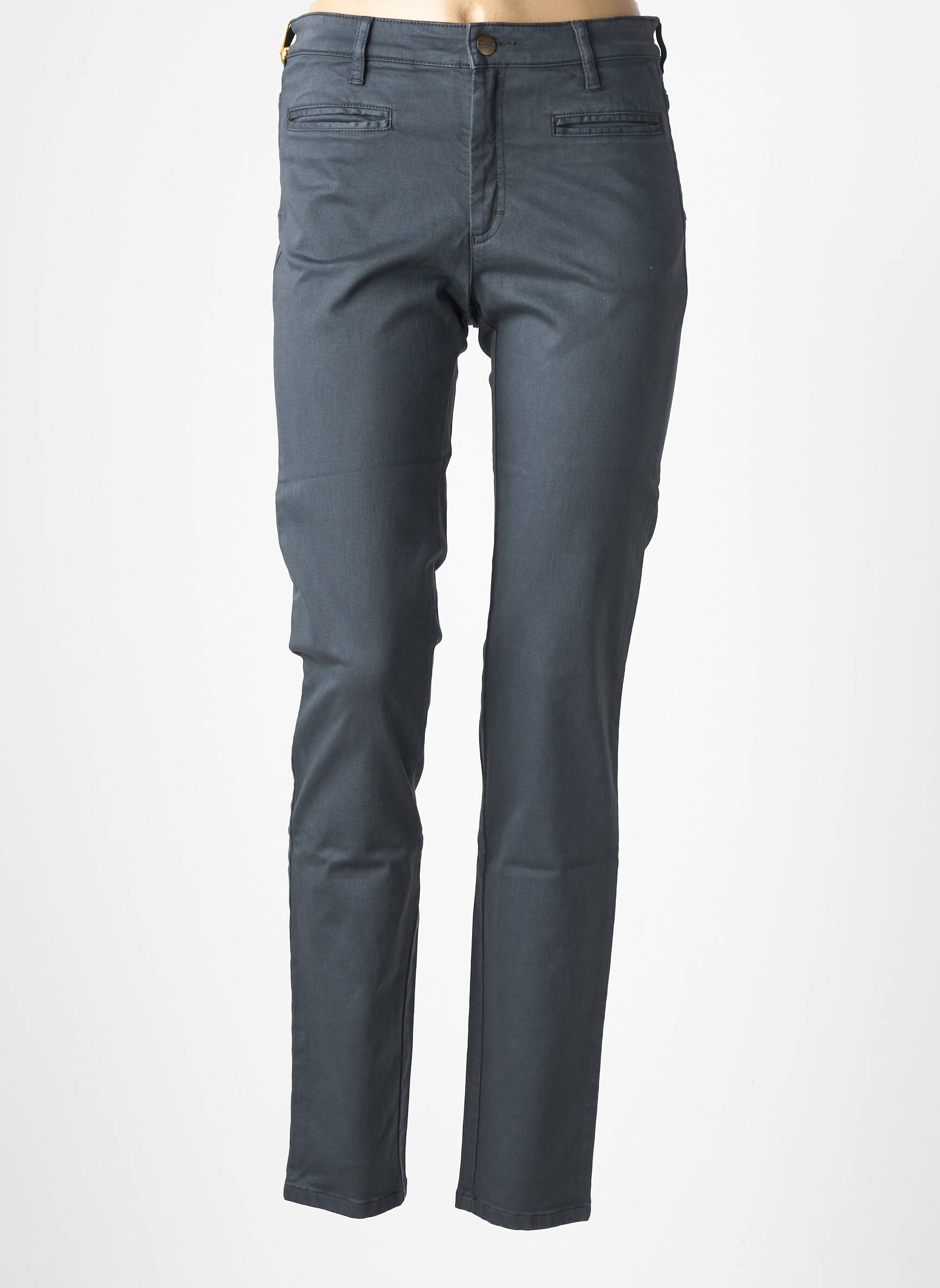 Pantalon slim tissage popeline taille normale gris COUTURIST femme