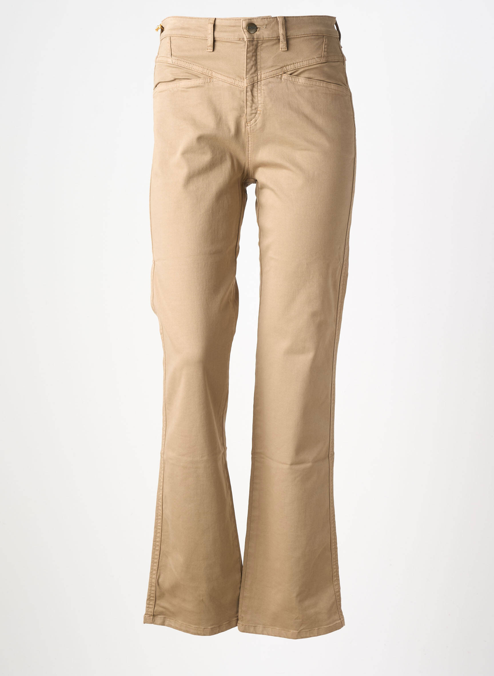 Pantalon droit tissage popeline taille haute marron COUTURIST femme