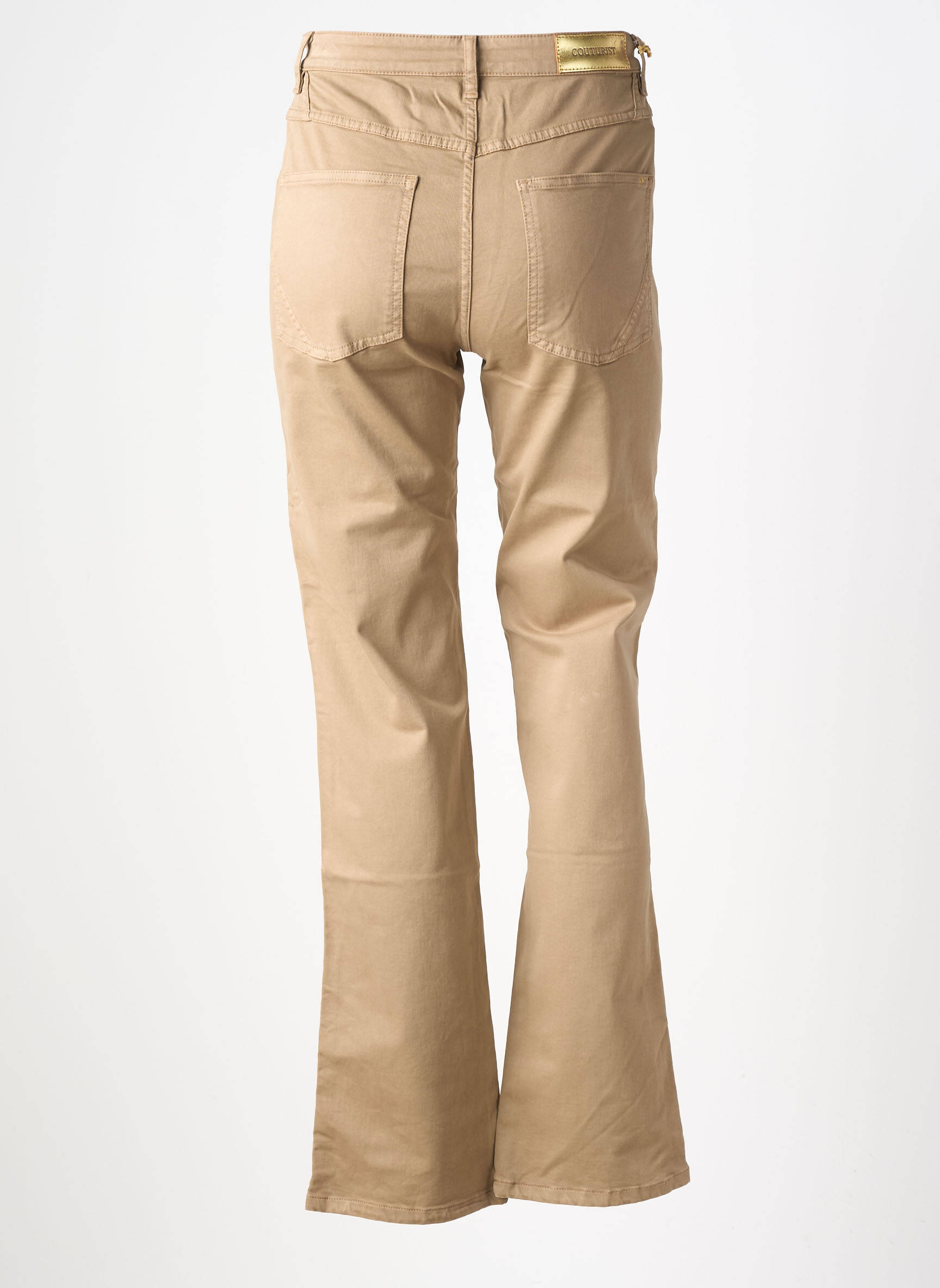 Pantalon droit tissage popeline taille haute marron COUTURIST femme