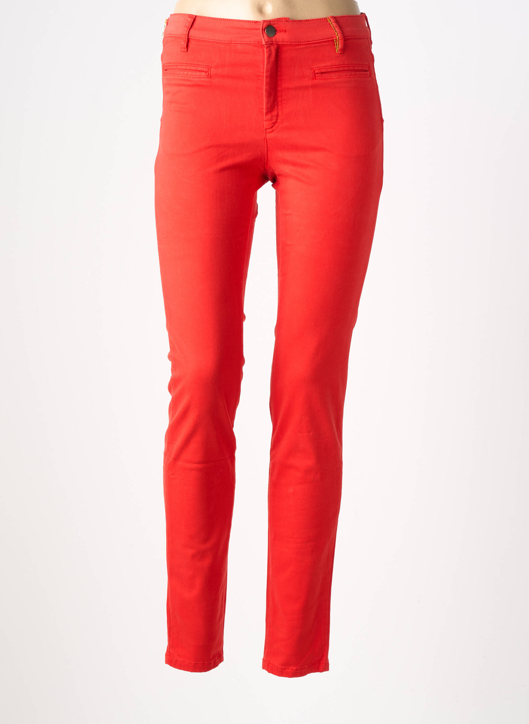 Pantalon slim tissage popeline taille normale orange COUTURIST femme