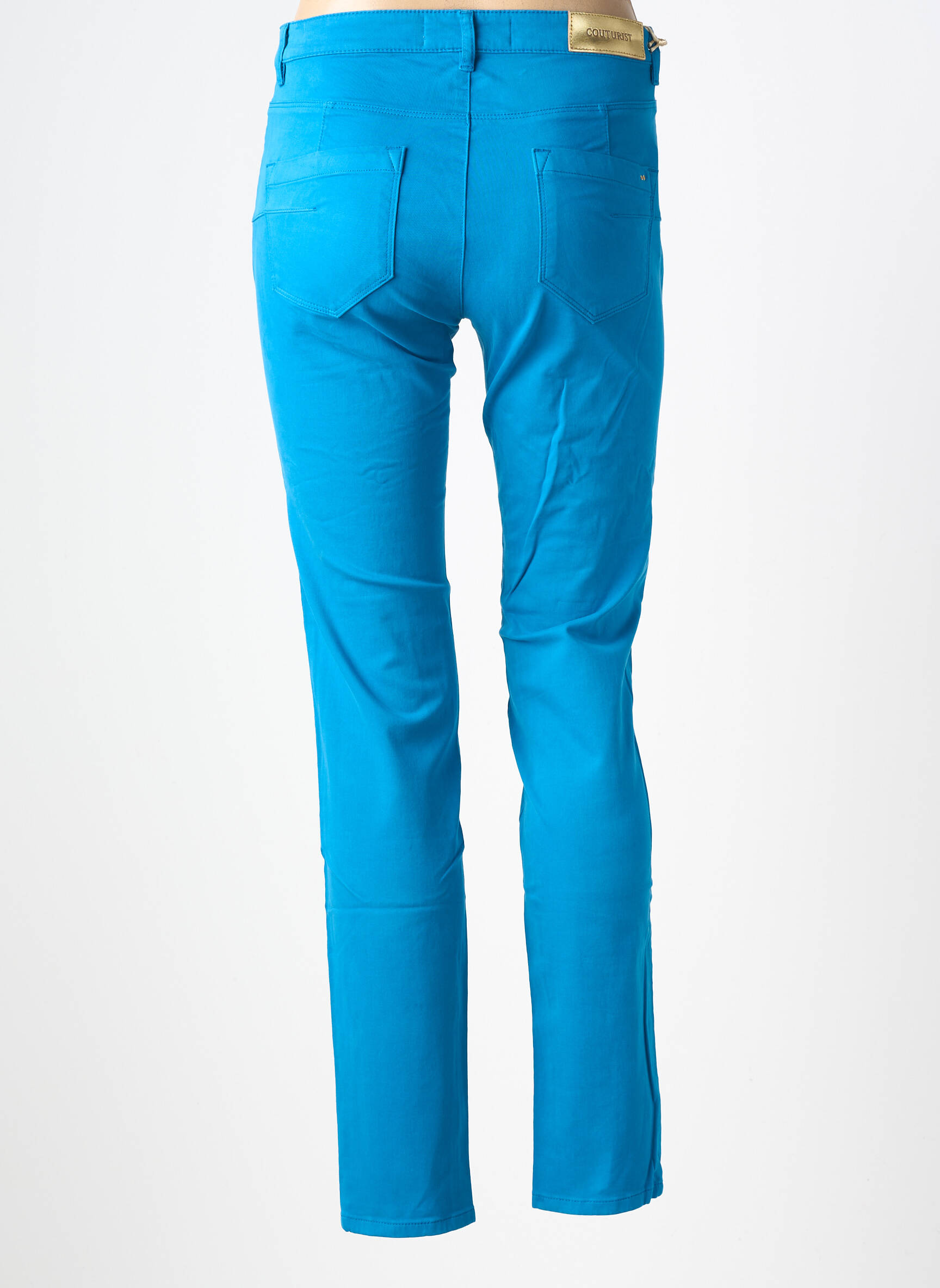 Pantalon slim tissage popeline taille normale bleu COUTURIST femme