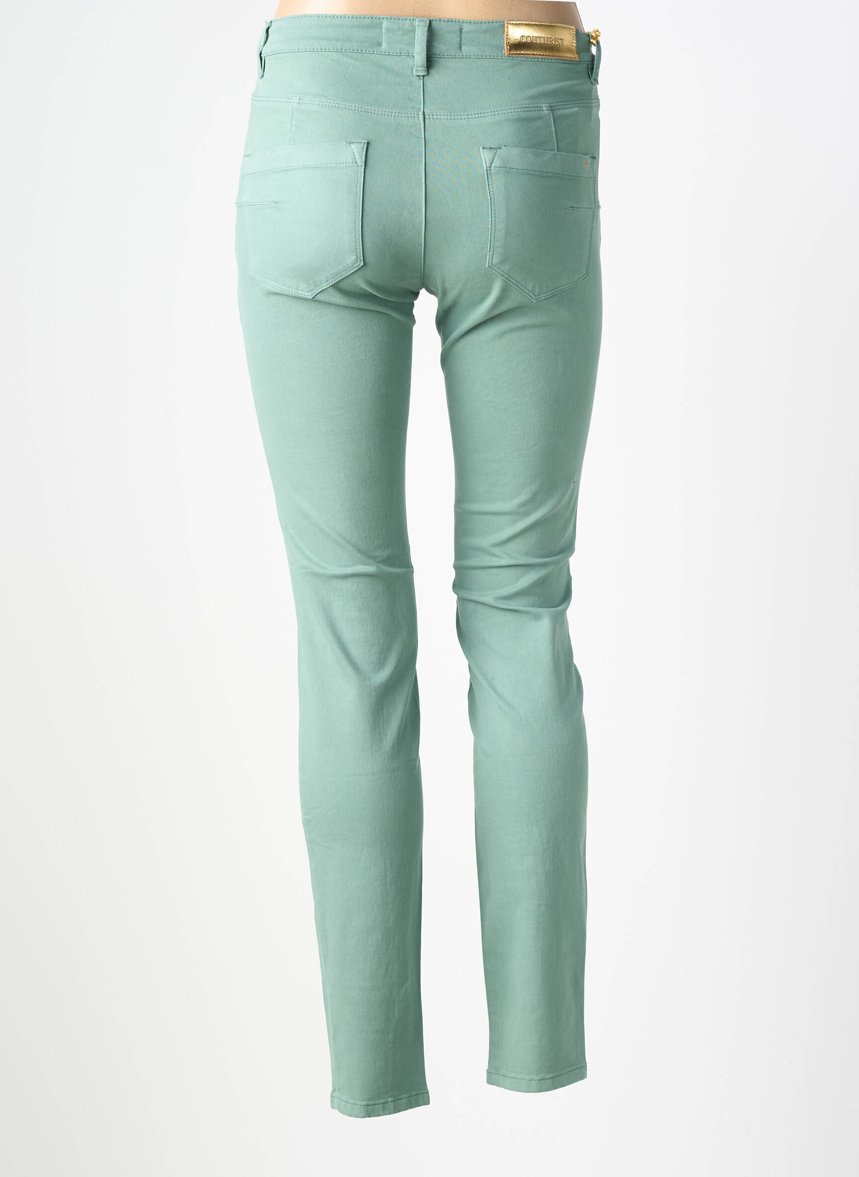 Jeans coupe slim stretch taille normale vert COUTURIST femme