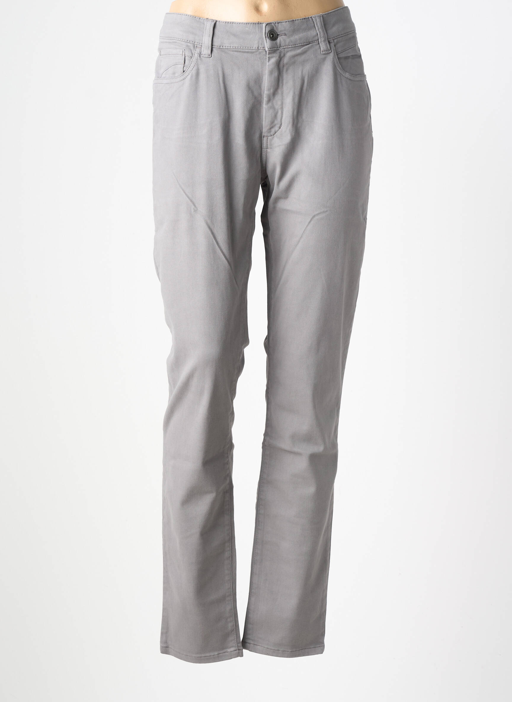 Pantalon slim tissage popeline taille normale gris COUTURIST femme
