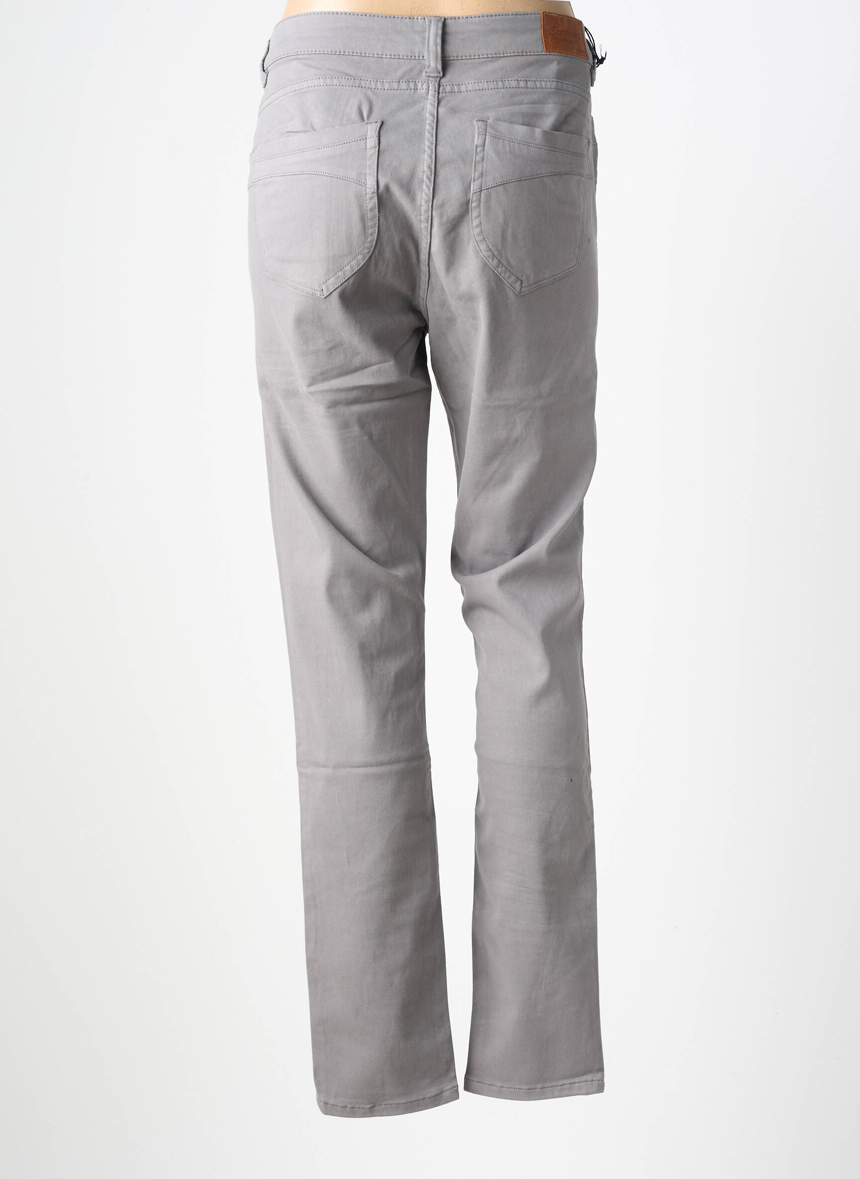 Pantalon slim tissage popeline taille normale gris COUTURIST femme
