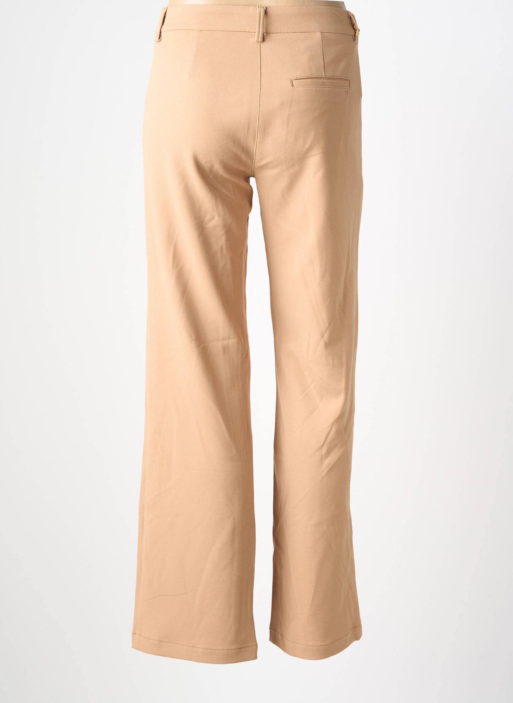 Pantalon droit tissage crêpe taille haute beige COUTURIST femme
