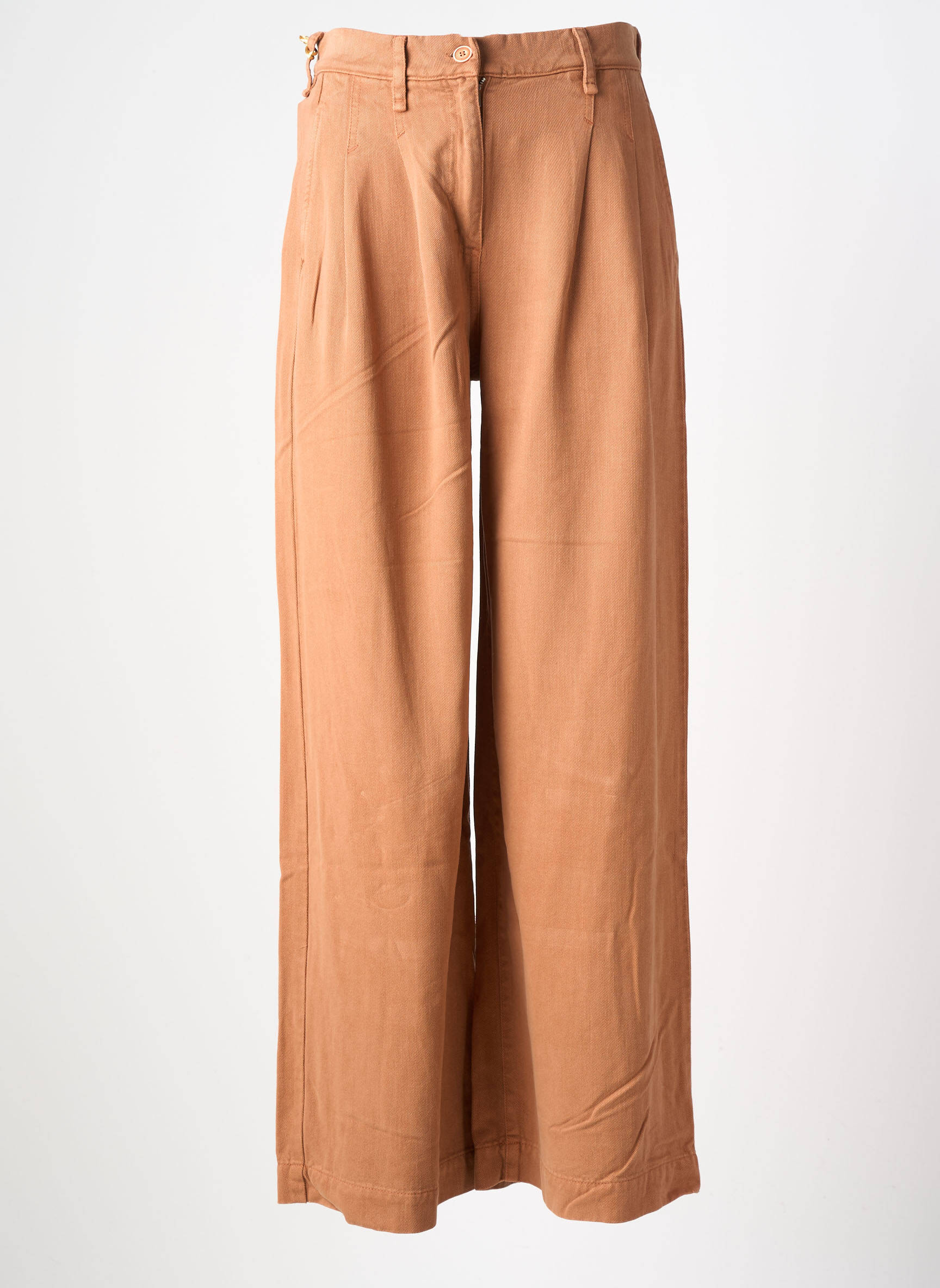 Pantalon large tissage popeline taille haute orange COUTURIST femme