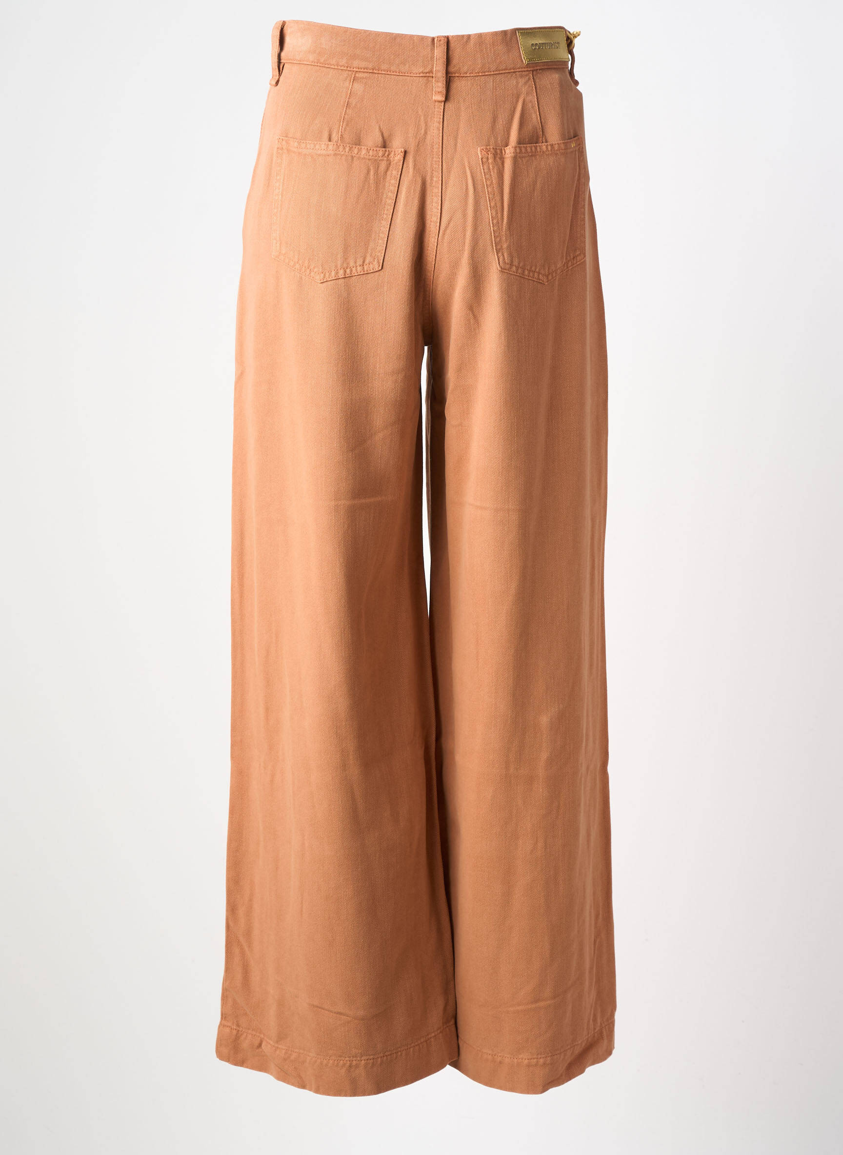 Pantalon large tissage popeline taille haute orange COUTURIST femme