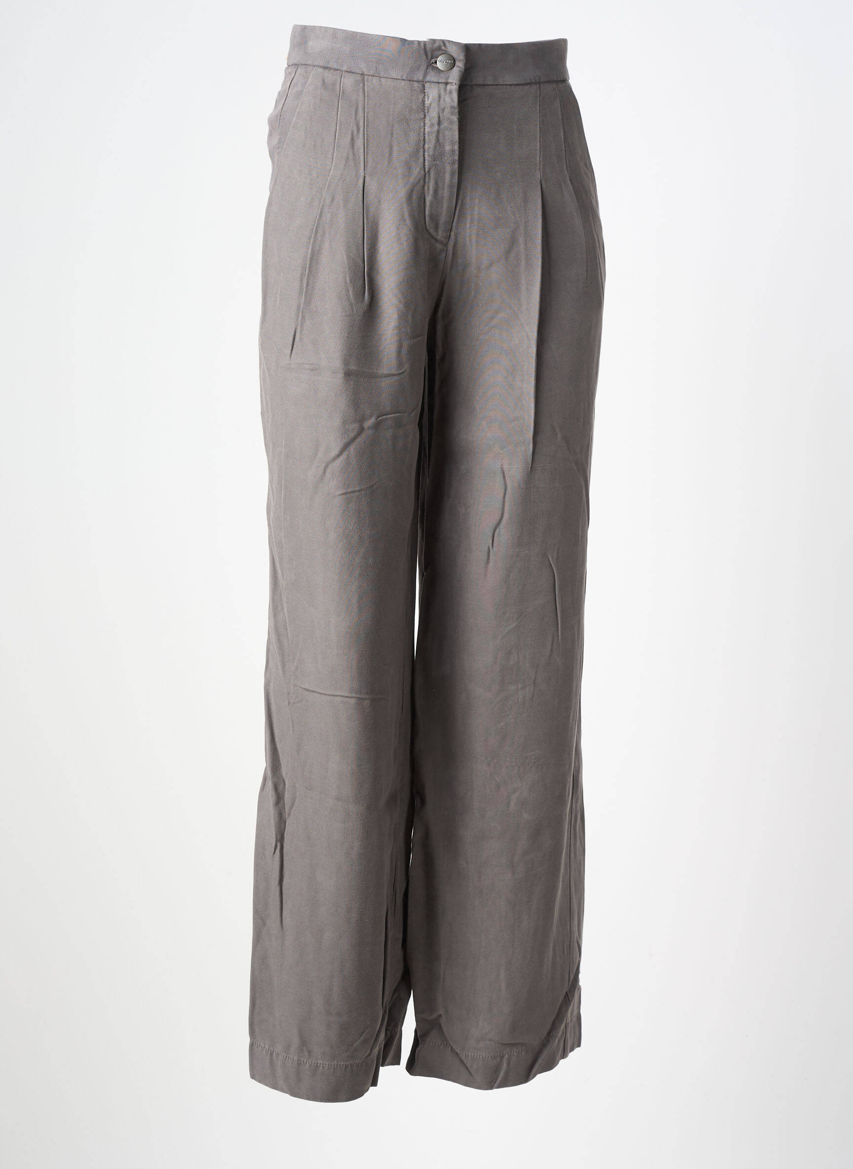 Pantalon large tissage popeline taille haute gris COUTURIST femme