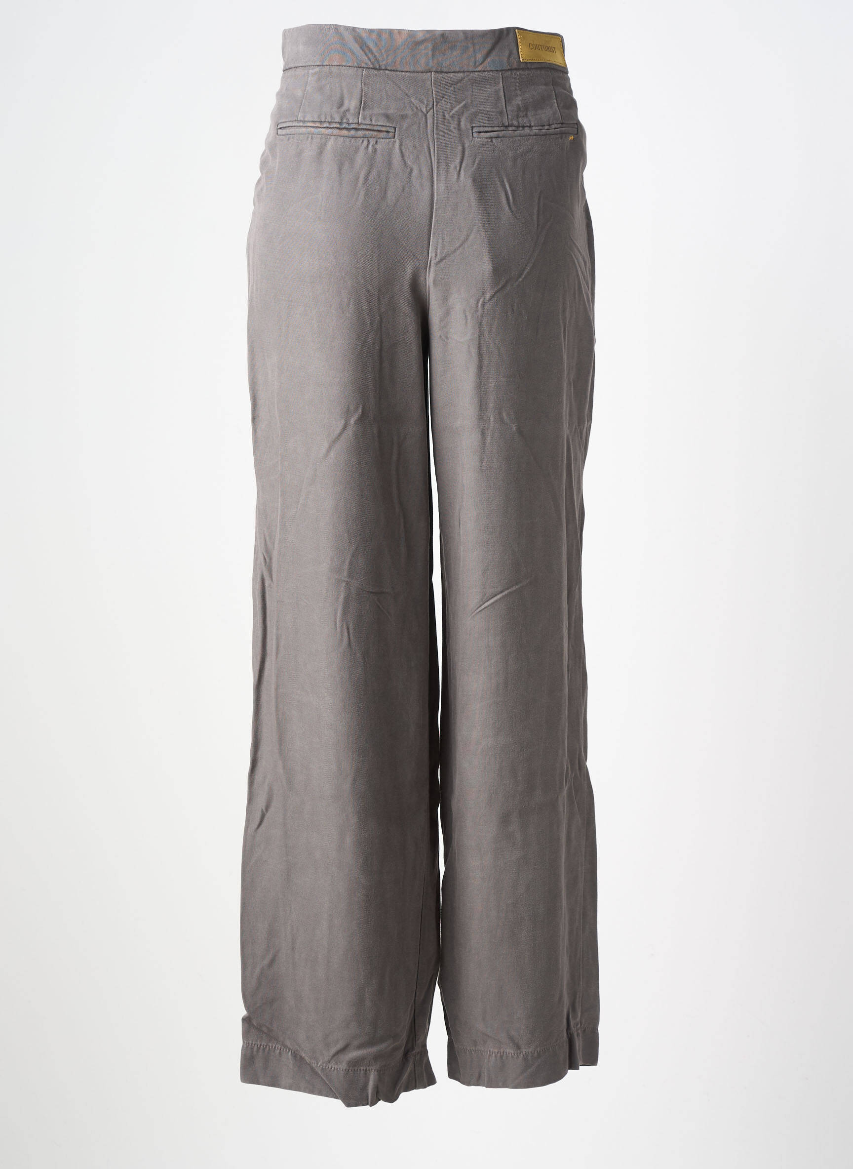 Pantalon large tissage popeline taille haute gris COUTURIST femme
