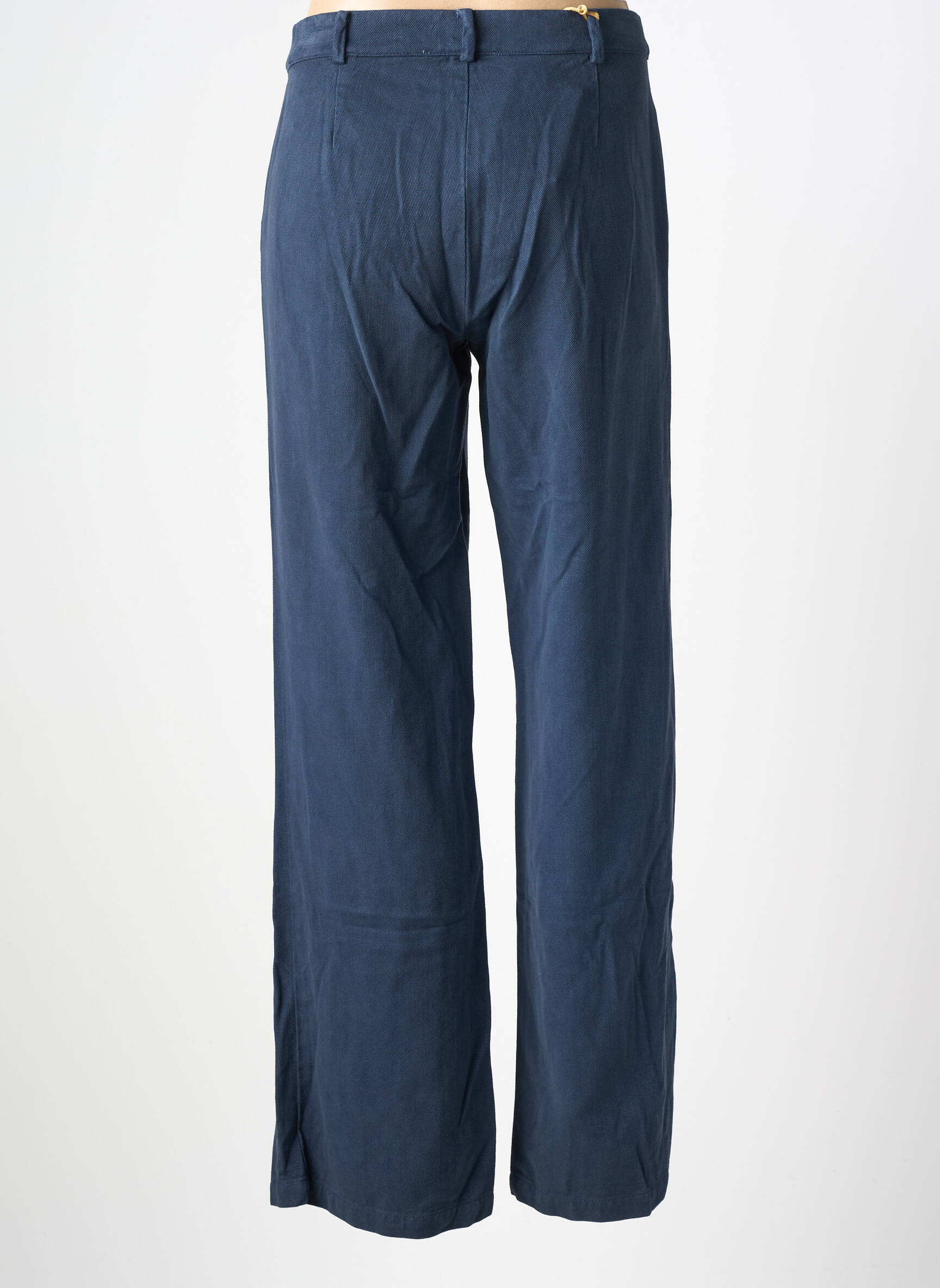 Pantalon droit tissage popeline taille haute bleu COUTURIST femme