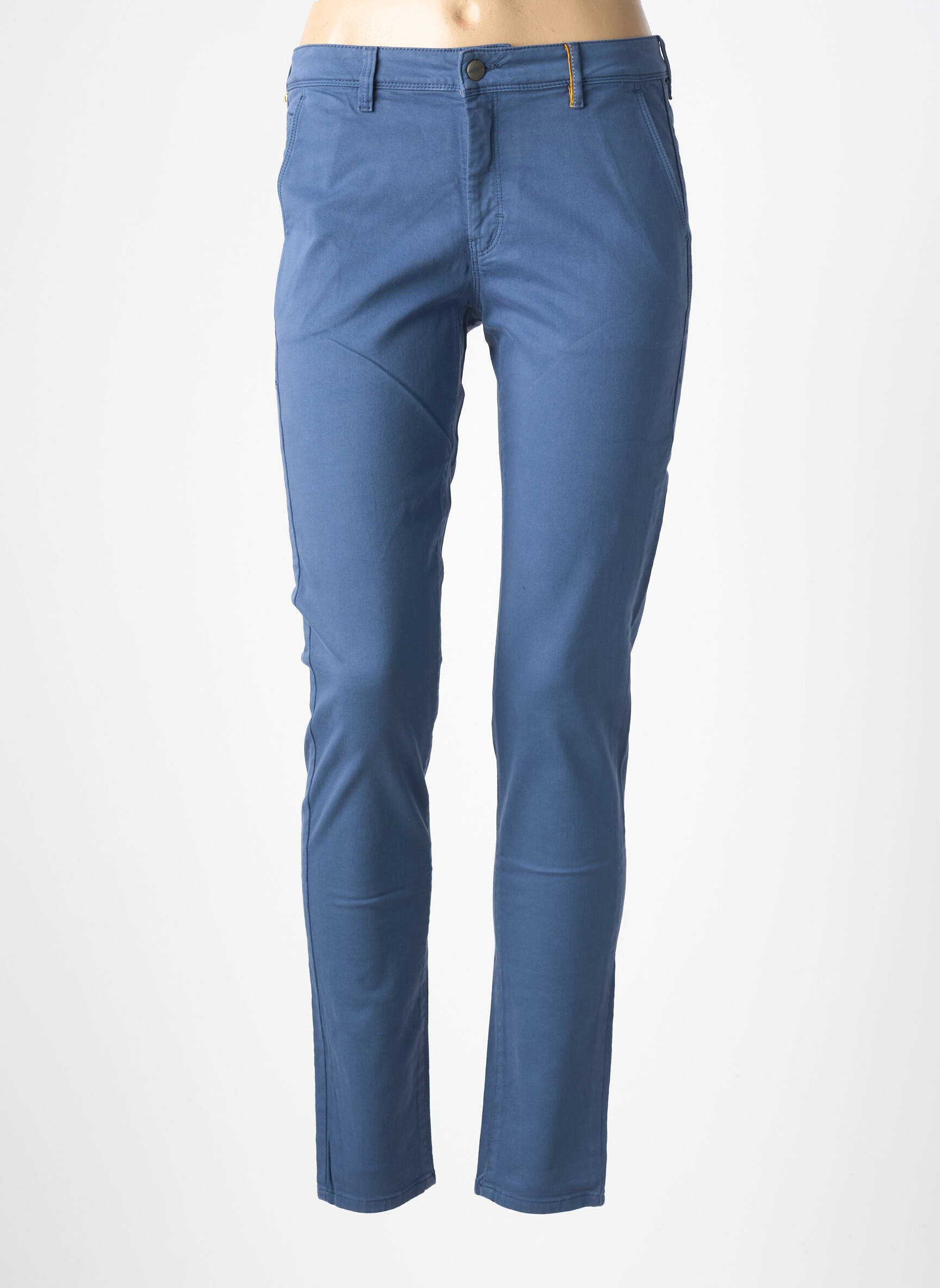 Pantalon chino tissage popeline taille normale bleu COUTURIST femme