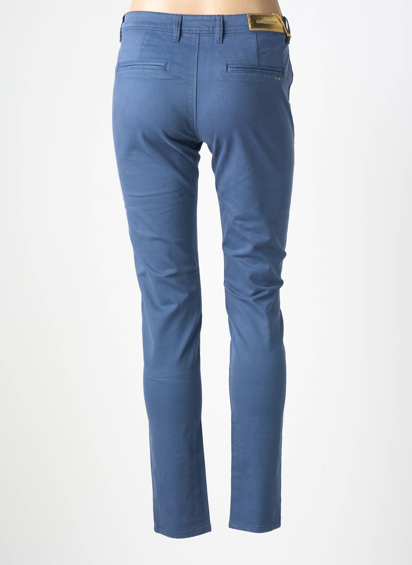 Pantalon chino tissage popeline taille normale bleu COUTURIST femme