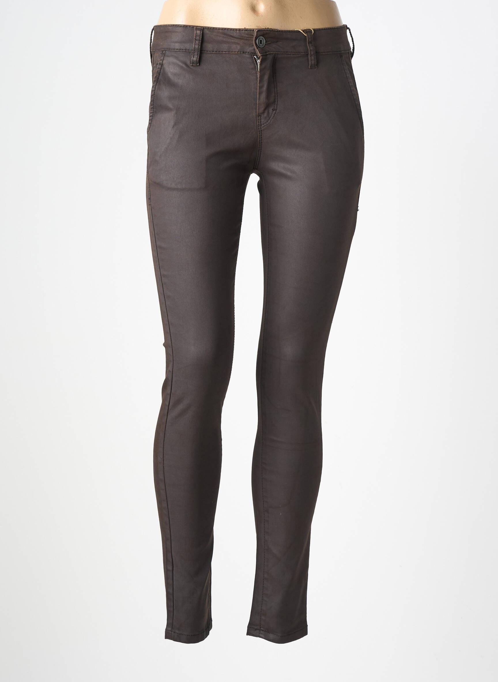 Pantalon chino taille basse taille basse marron COUTURIST femme