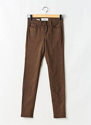 Pantalon slim tissage popeline taille normale marron COUTURIST femme