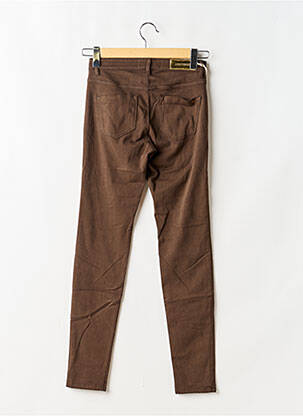 Pantalon slim tissage popeline taille normale marron COUTURIST femme