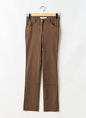 Pantalon slim tissage popeline taille normale marron COUTURIST femme