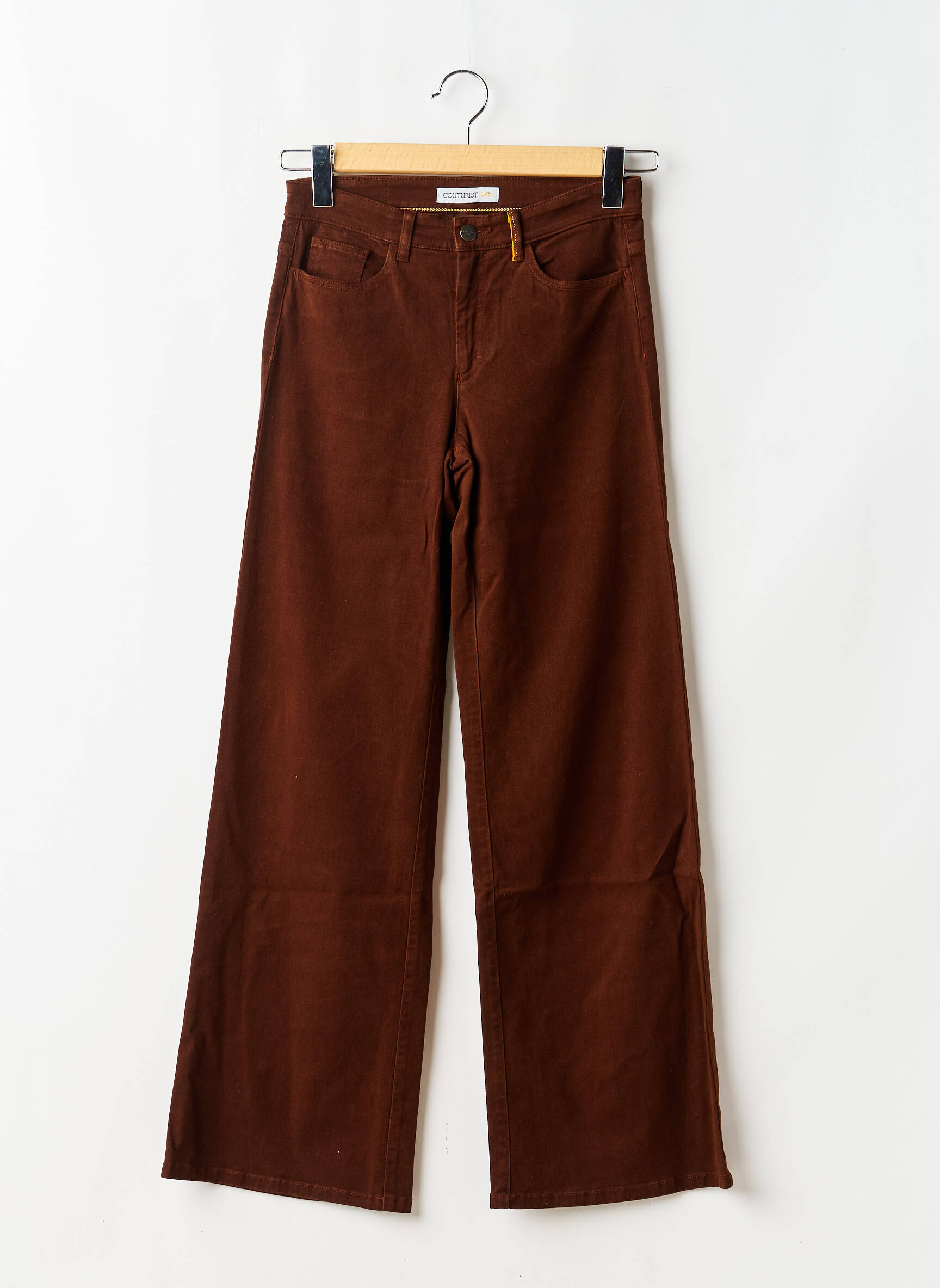 Jeans coupe large stretch taille normale marron COUTURIST femme