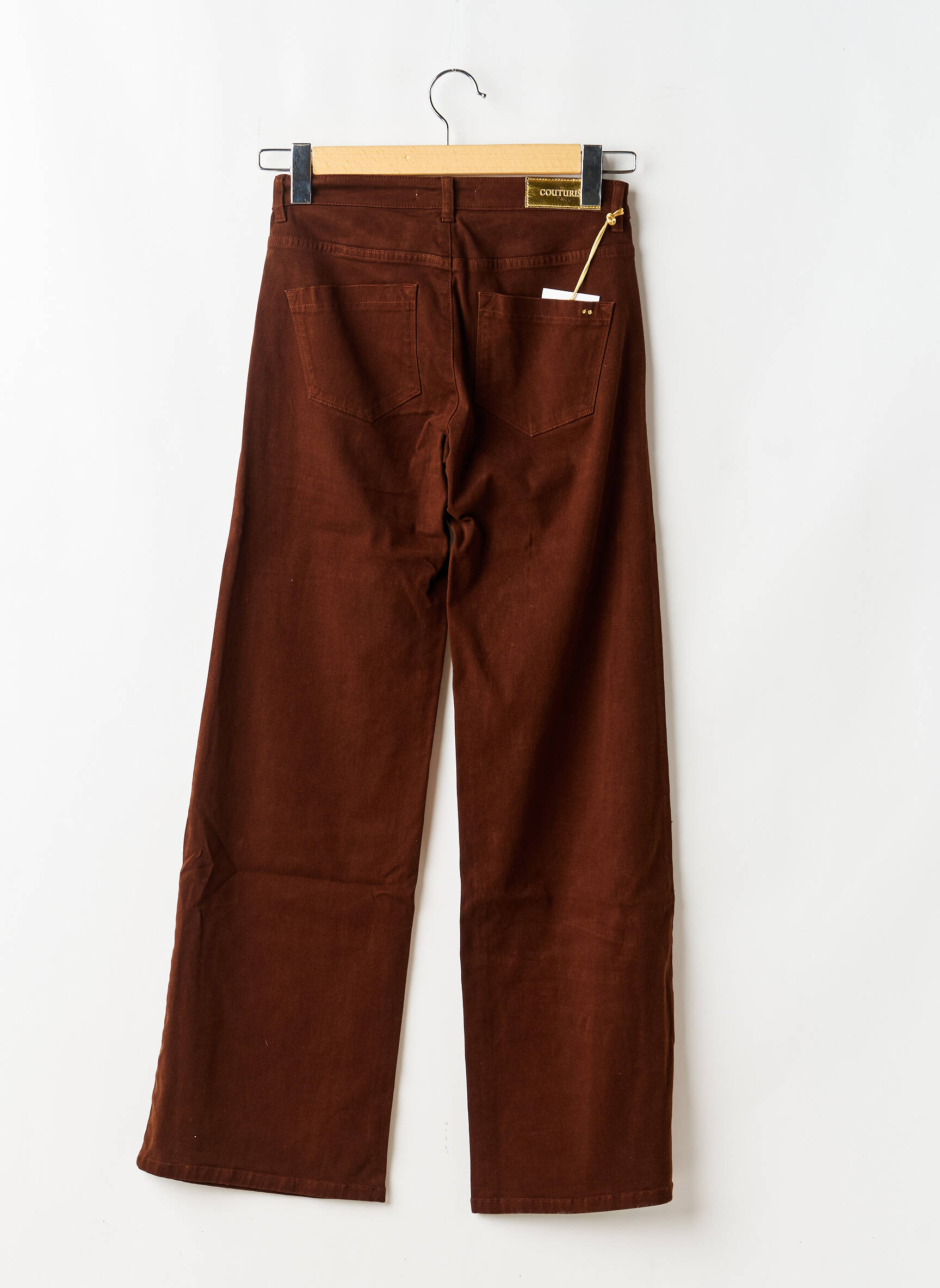 Jeans coupe large stretch taille normale marron COUTURIST femme