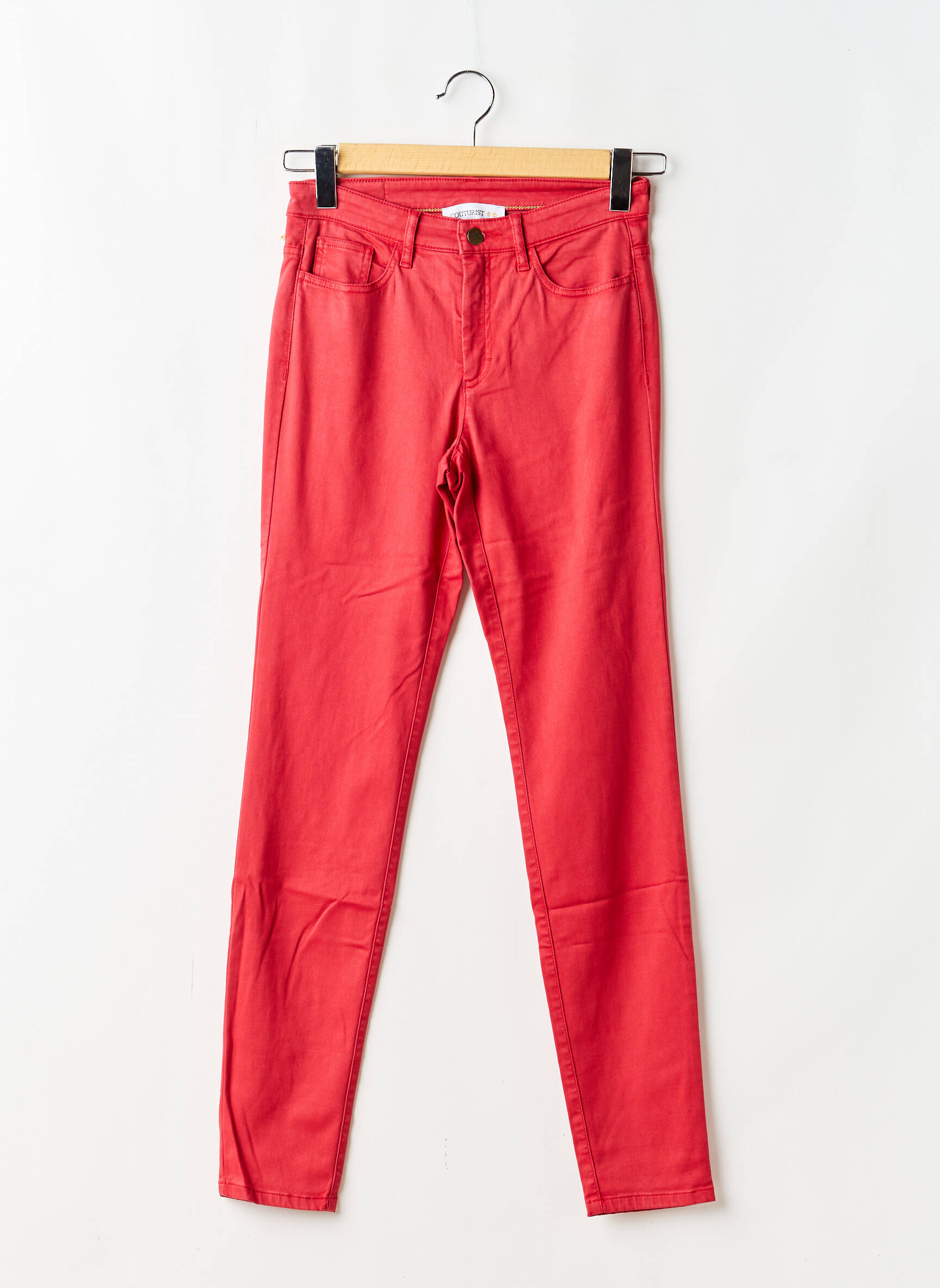 Jeans coupe slim stretch taille normale rouge COUTURIST femme