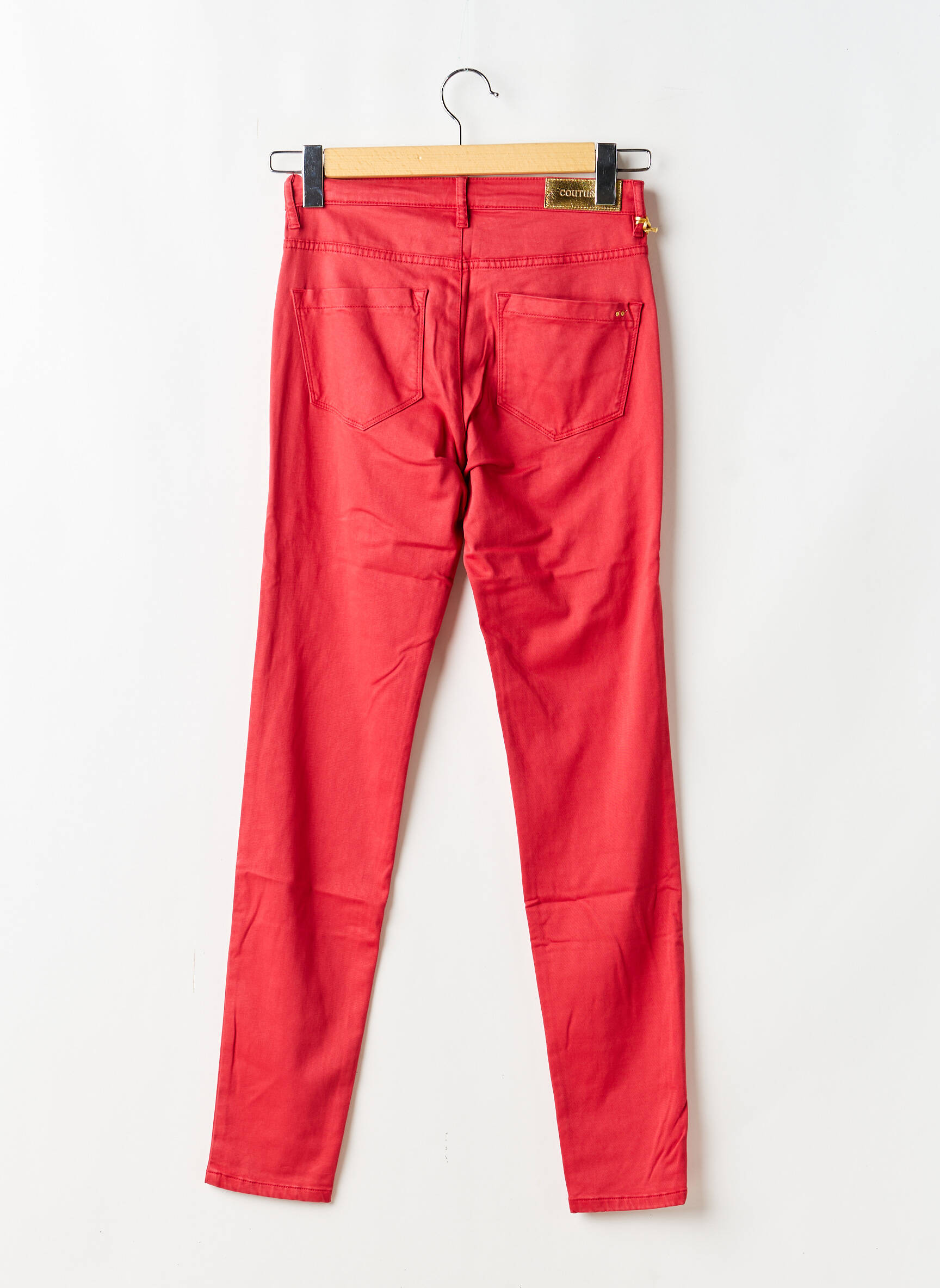 Jeans coupe slim stretch taille normale rouge COUTURIST femme