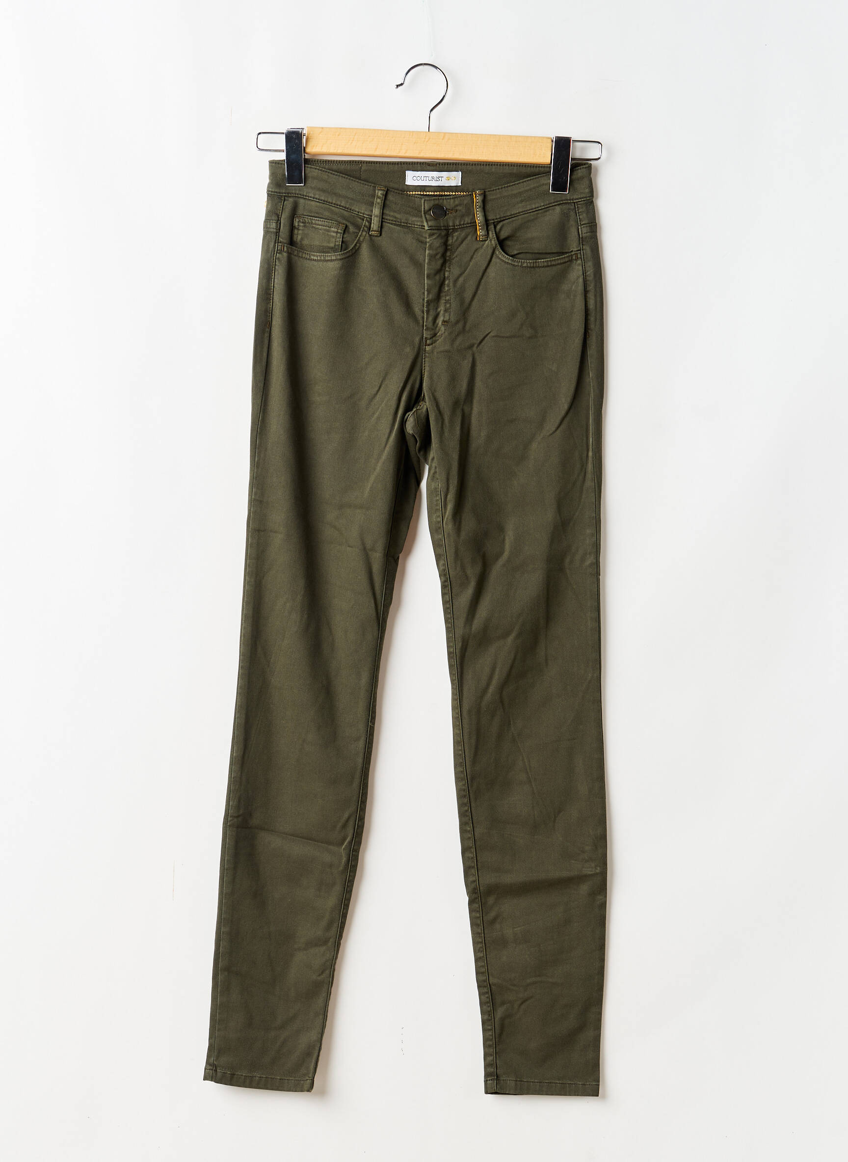 Jeans coupe slim taille haute taille haute vert COUTURIST femme