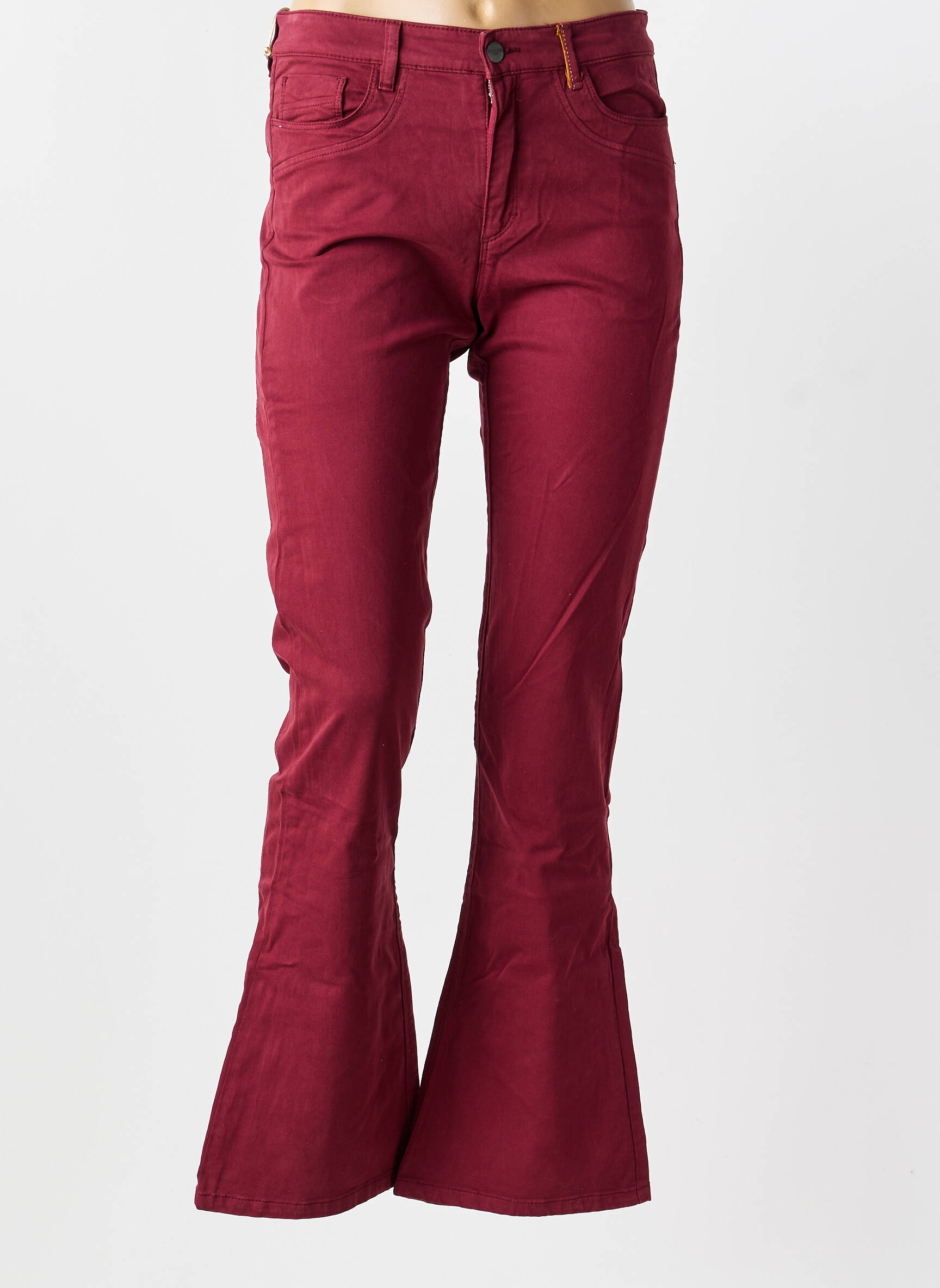 Jean coupe flare stretch taille normale rouge COUTURIST femme