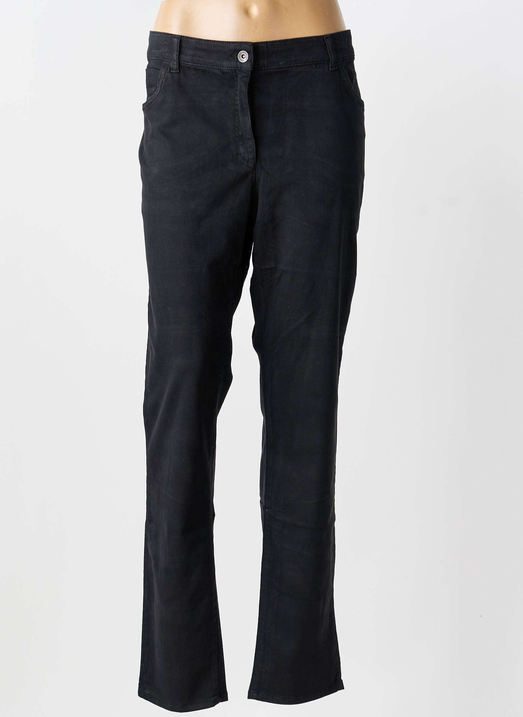 Pantalon slim tissage popeline taille normale noir COUTURIST femme