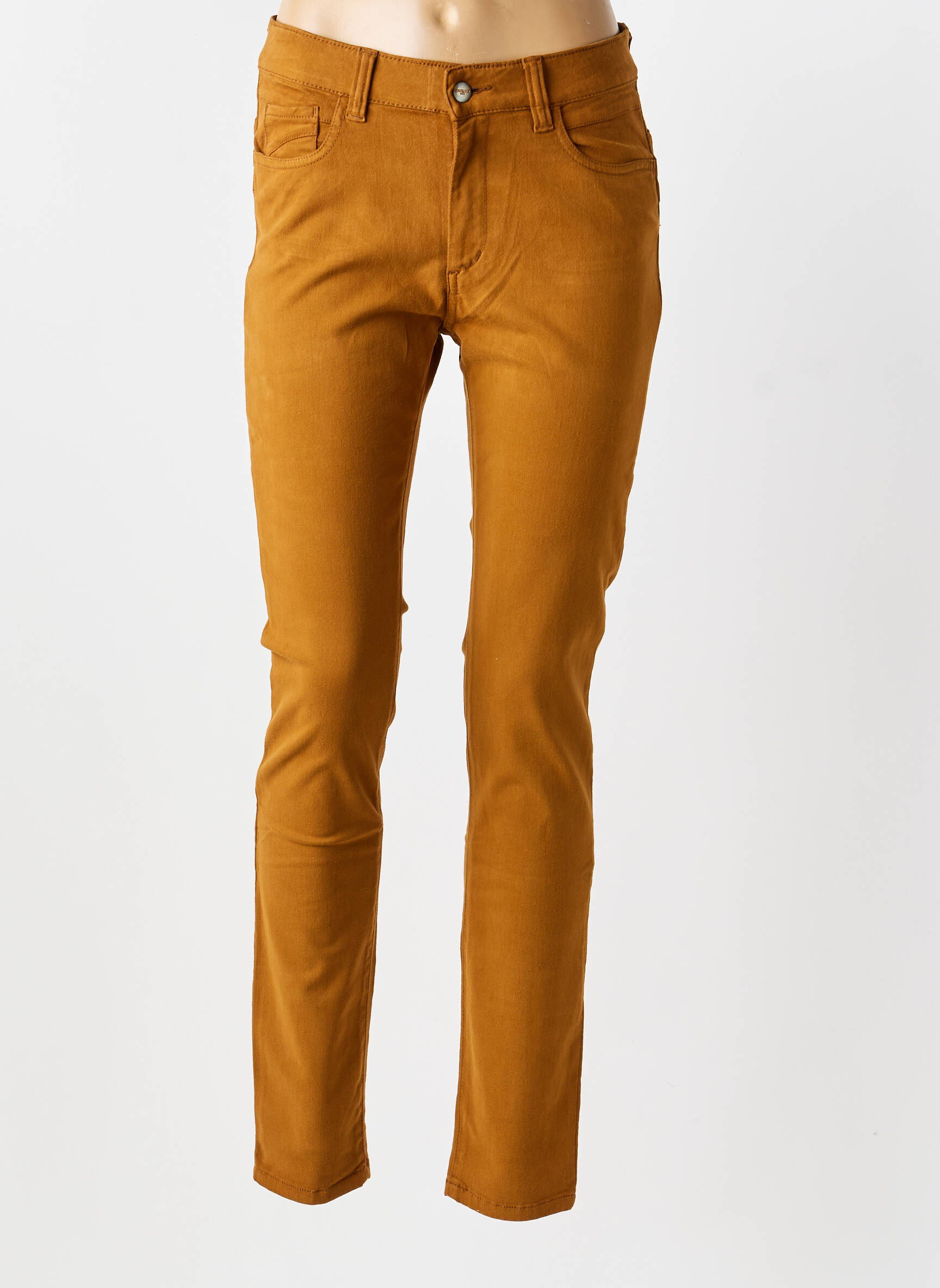 Jeans coupe slim stretch taille normale jaune COUTURE-CLUB femme