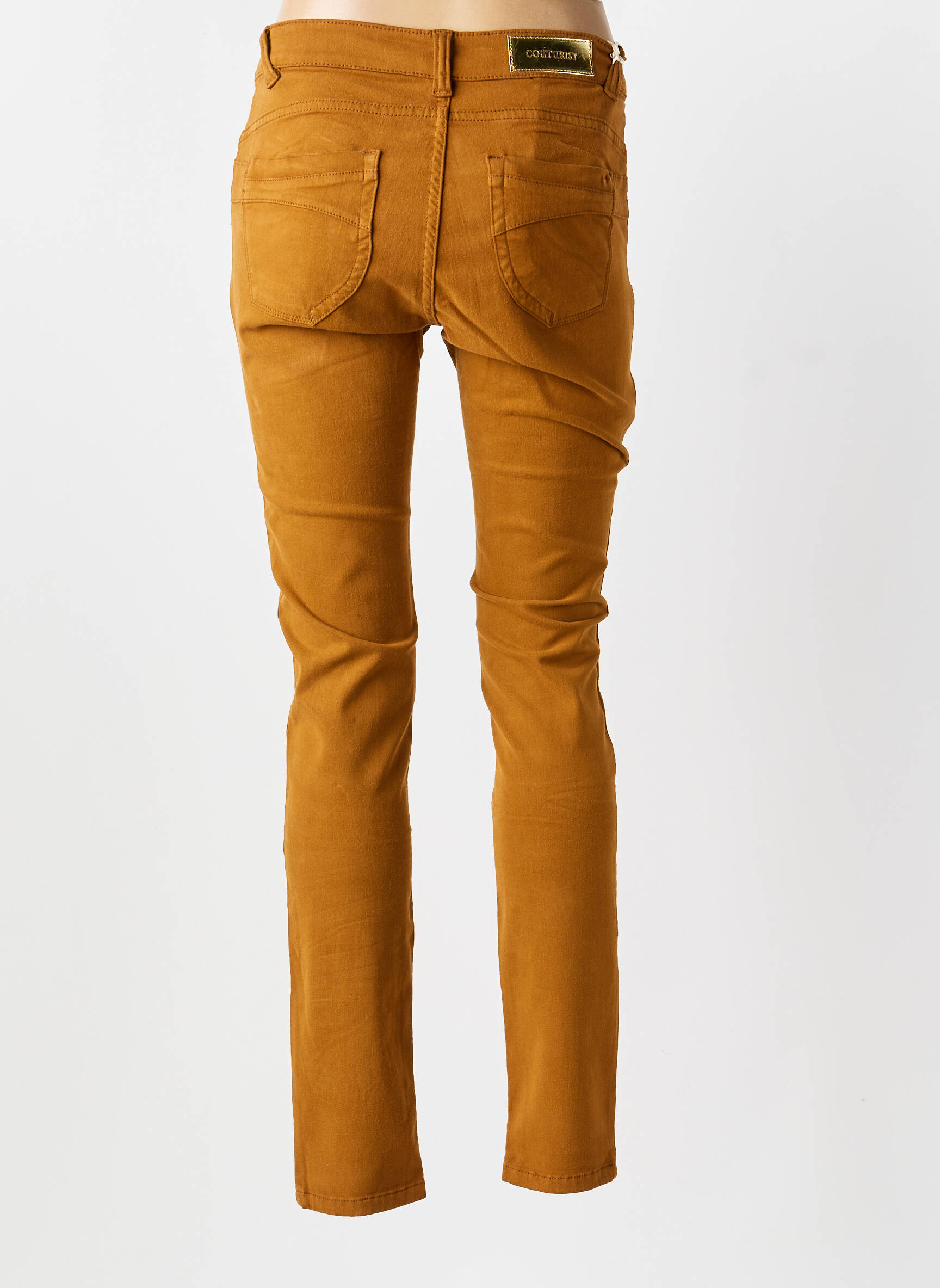 Jeans coupe slim stretch taille normale jaune COUTURE-CLUB femme