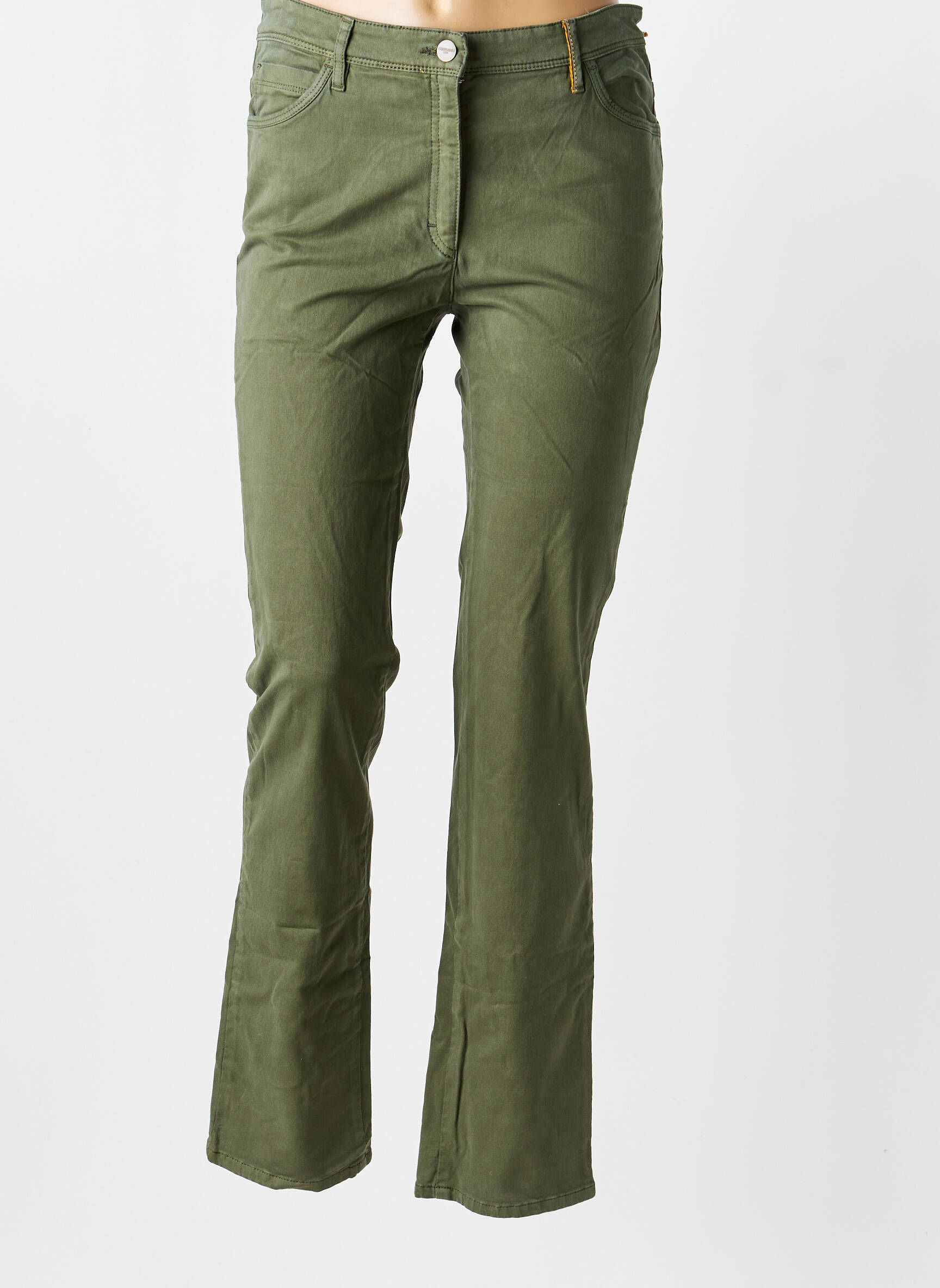 Jeans coupe slim stretch taille normale vert COUTURIST femme