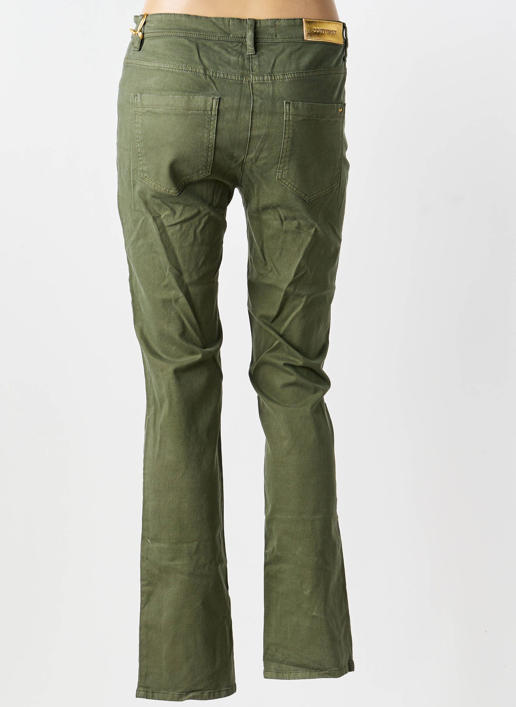 Jeans coupe slim stretch taille normale vert COUTURIST femme