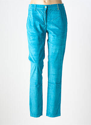 Pantalon chino fermeture zippée sous rabat boutonné taille normale bleu COUTURIST femme