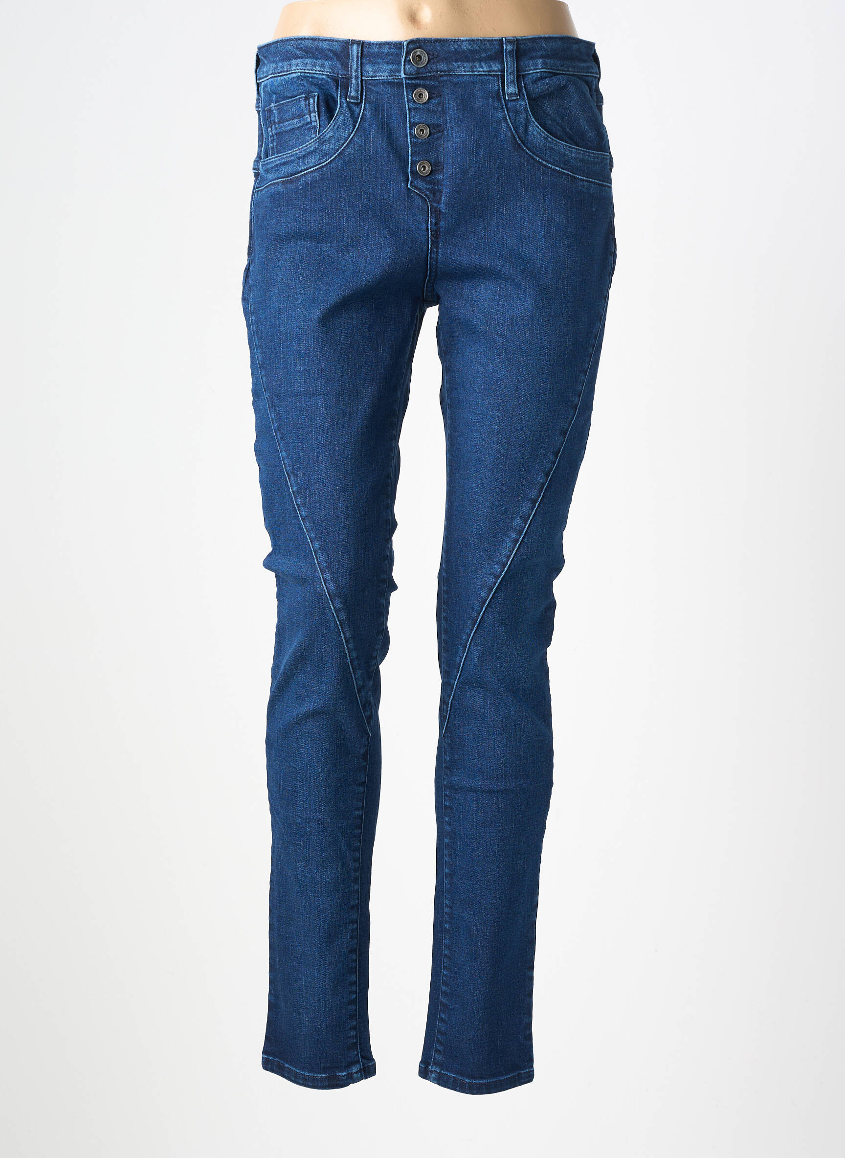 Jeans coupe slim stretch taille normale bleu COUTURIST femme