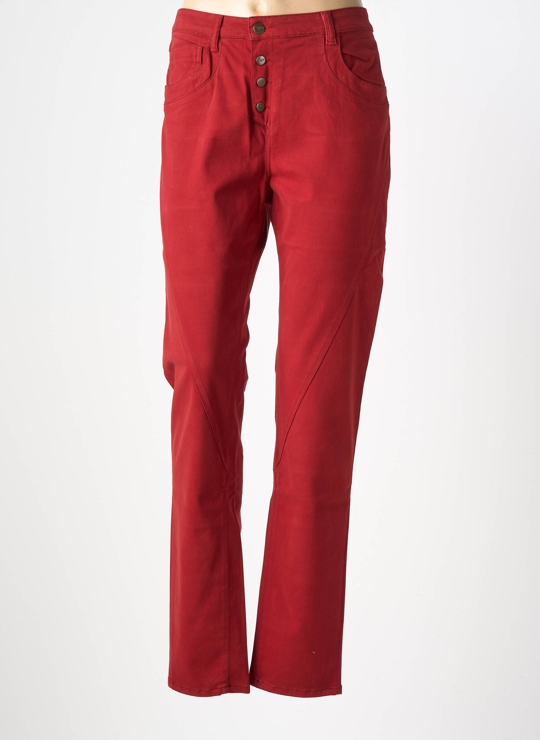 Jeans coupe slim stretch taille normale rouge COUTURIST femme
