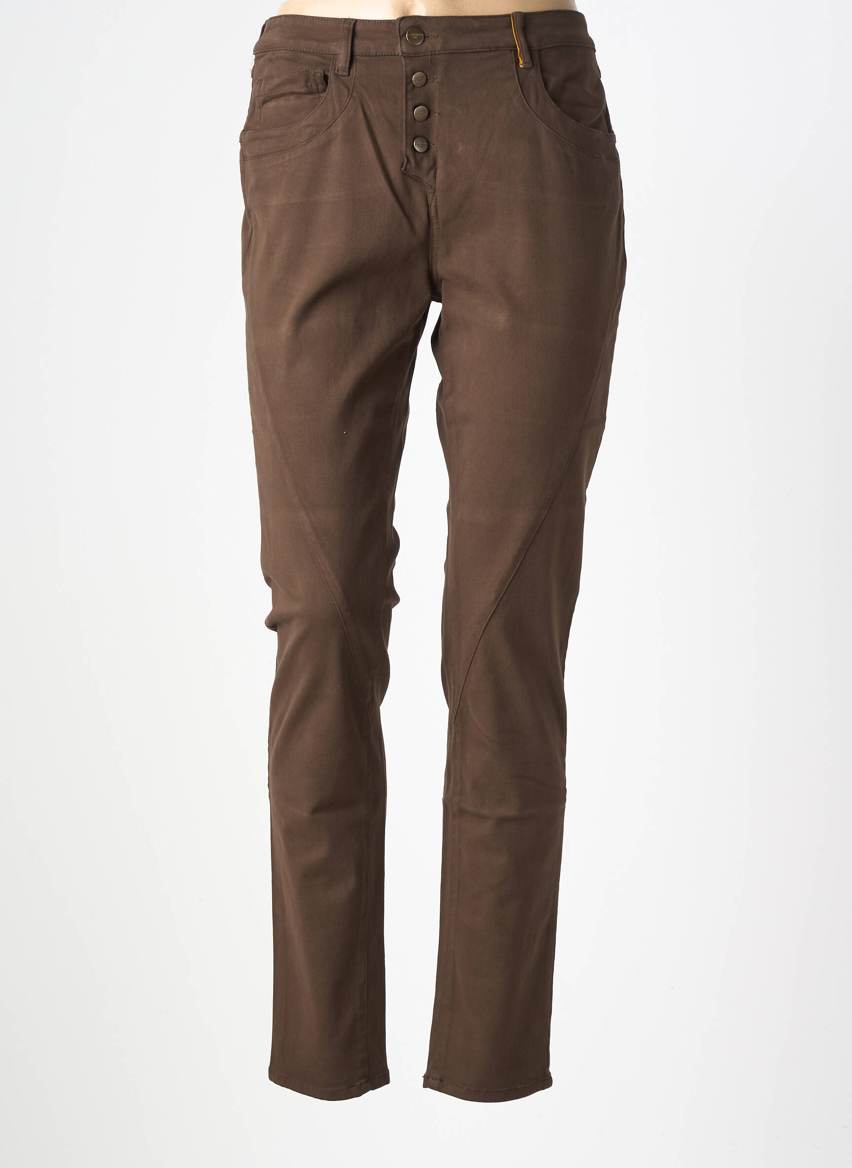 Jeans coupe slim stretch taille normale marron COUTURIST femme