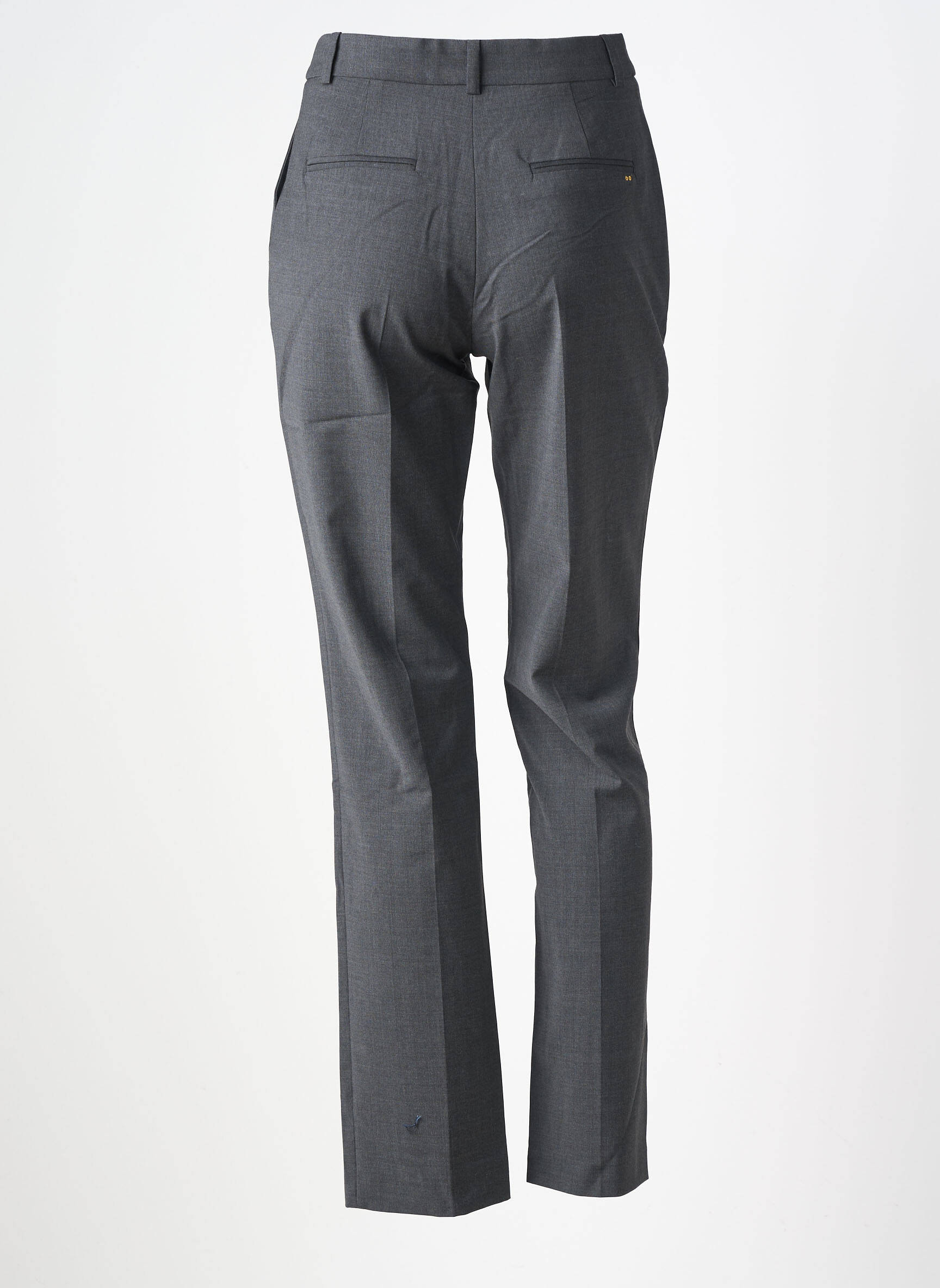 Pantalon chino fermeture zippée sous rabat boutonné taille normale gris COUTURIST femme