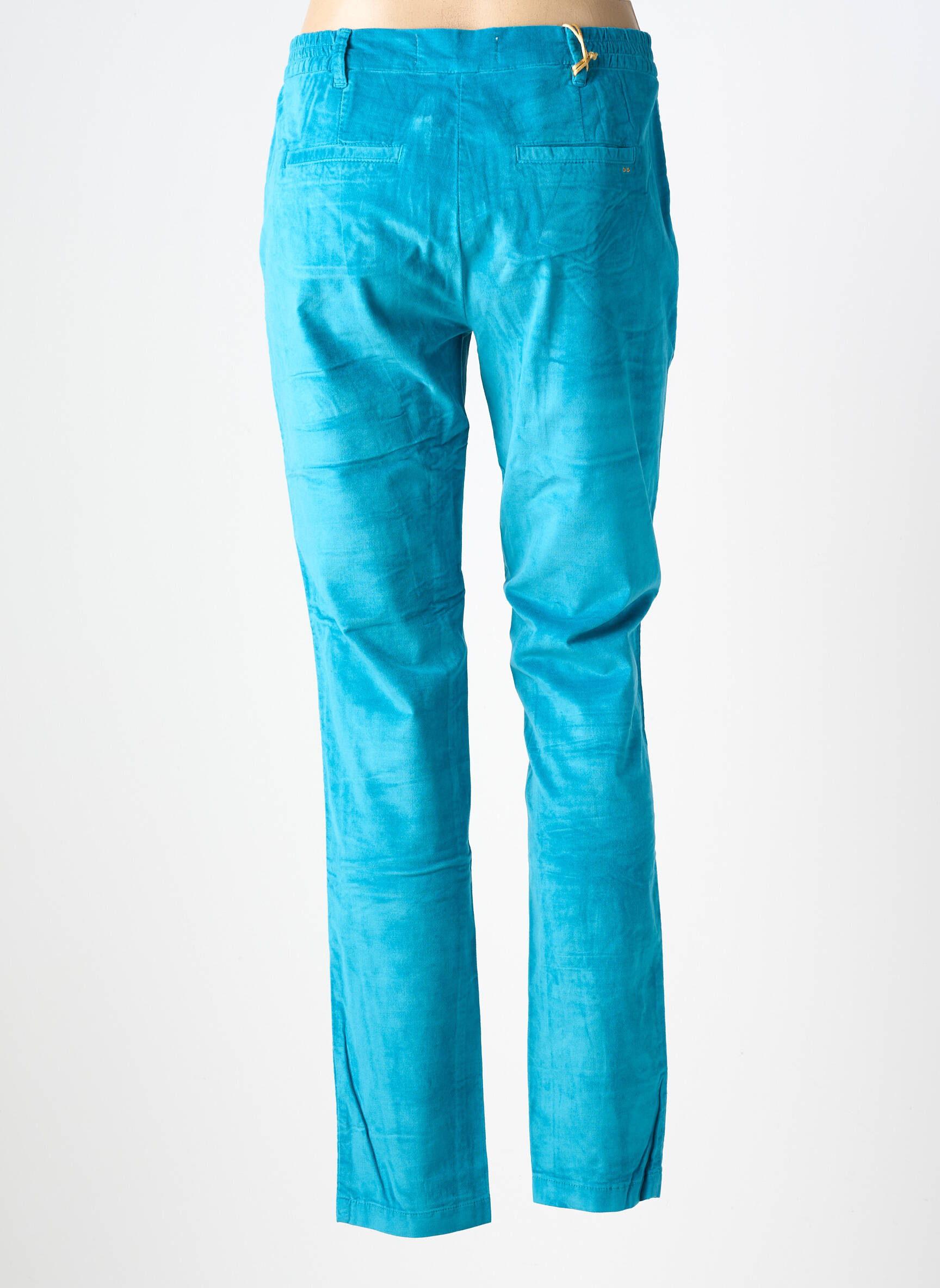 Pantalon chino fermeture zippée sous rabat boutonné taille normale bleu COUTURIST femme